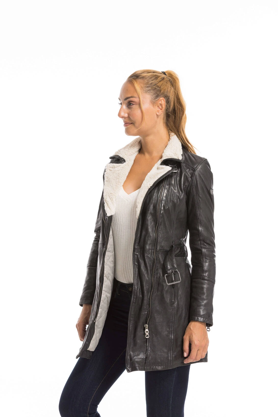 GIPSY Trois Quart Cuir Femme Noir " TAMALA " 4 GIPSY Trois Quart Cuir Femme Noir " TAMALA " – Image 4