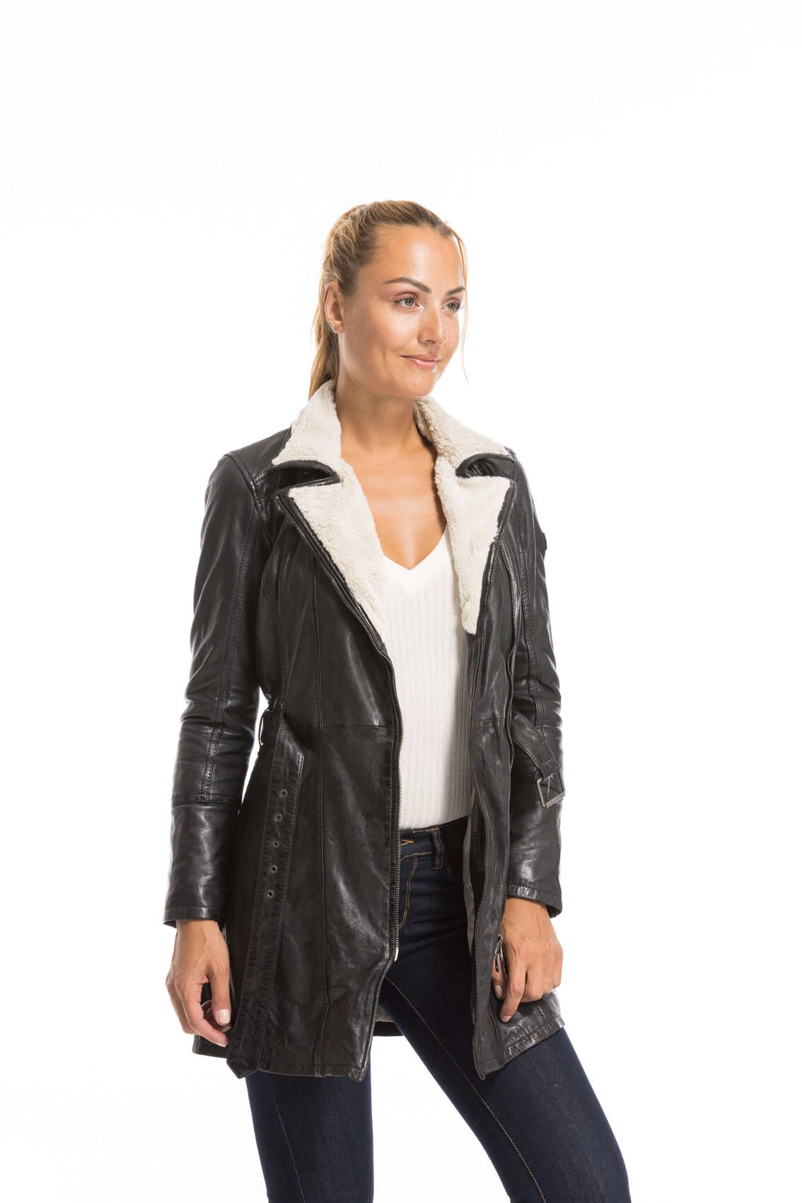 GIPSY Trois Quart Cuir Femme Noir " TAMALA " 2 GIPSY Trois Quart Cuir Femme Noir " TAMALA " – Image 2