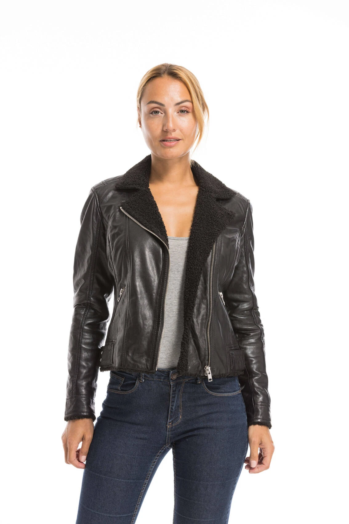 GIPSY Blouson Cuir Femme Biker Noir " 14582 " 7 GIPSY Blouson Cuir Femme Biker Noir " 14582 " – Image 7
