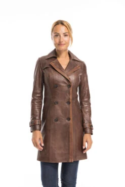 Trois Quart Cuir Femme Marron Style Trench "5043" -Maroquinerie cg23femme5043c46922277 050072500 1527 29092022