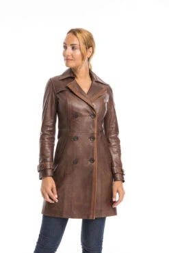 Trois Quart Cuir Femme Marron Style Trench "5043" -Maroquinerie cg23femme5043c46922278 000658900 1527 29092022