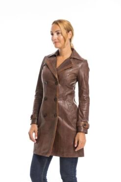 Trois Quart Cuir Femme Marron Style Trench "5043" -Maroquinerie cg23femme5043c46922279 034986800 1527 29092022