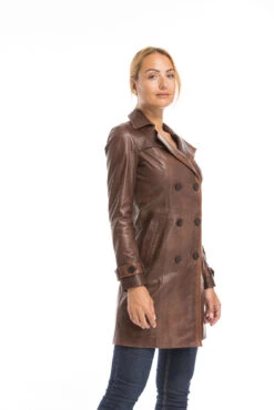Trois Quart Cuir Femme Marron Style Trench "5043" -Maroquinerie cg23femme5043c46922284 030797700 1527 29092022