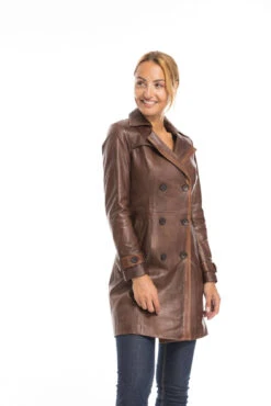 Trois Quart Cuir Femme Marron Style Trench "5043" -Maroquinerie cg23femme5043c46922285 055392700 1527 29092022