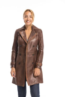 Trois Quart Cuir Femme Marron Style Trench "5043" -Maroquinerie cg23femme5043c46922288 007875800 1526 29092022