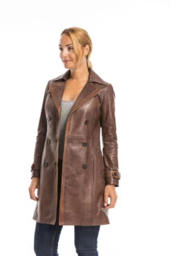 Trois Quart Cuir Femme Marron Style Trench "5043" -Maroquinerie cg23femme5043c46922290 008097600 1527 29092022