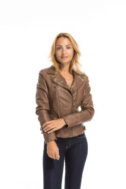 Blouson Cuir Femme Tan Oakwood Style Biker "62065" 30 Blouson Cuir Femme Tan Oakwood Style Biker "62065" -Maroquinerie cg23femme62065agneau23217 097778400 1616 29092022