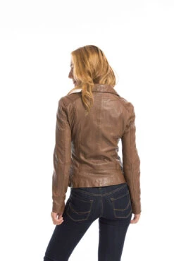 Blouson Cuir Femme Tan Oakwood Style Biker "62065"