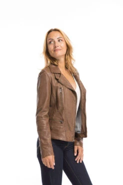 Blouson Cuir Femme Tan Oakwood Style Biker "62065" 22 Blouson Cuir Femme Tan Oakwood Style Biker "62065" -Maroquinerie cg23femme62065agneau23231 035863500 1616 29092022
