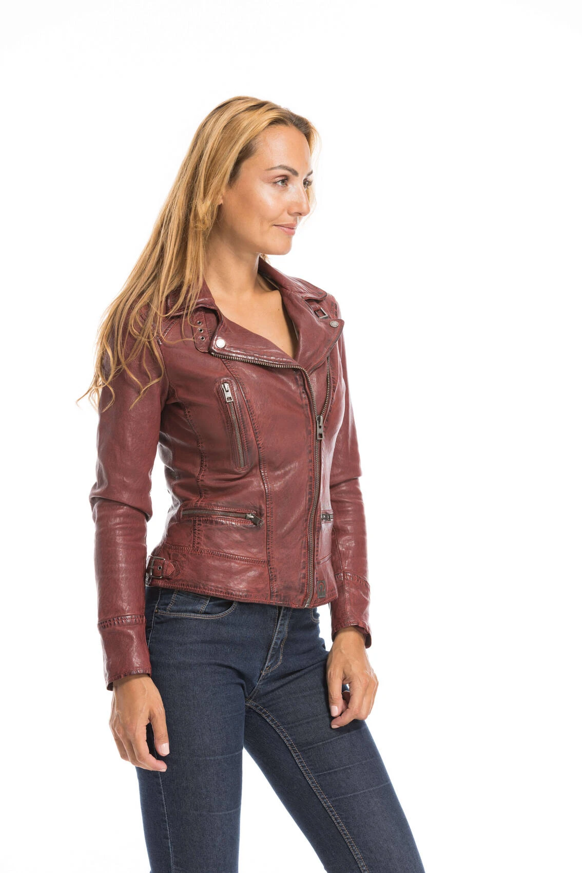 Blouson Cuir Femme Feu Oakwood Style Biker "62065" 14 Blouson Cuir Femme Feu Oakwood Style Biker "62065" – Image 14
