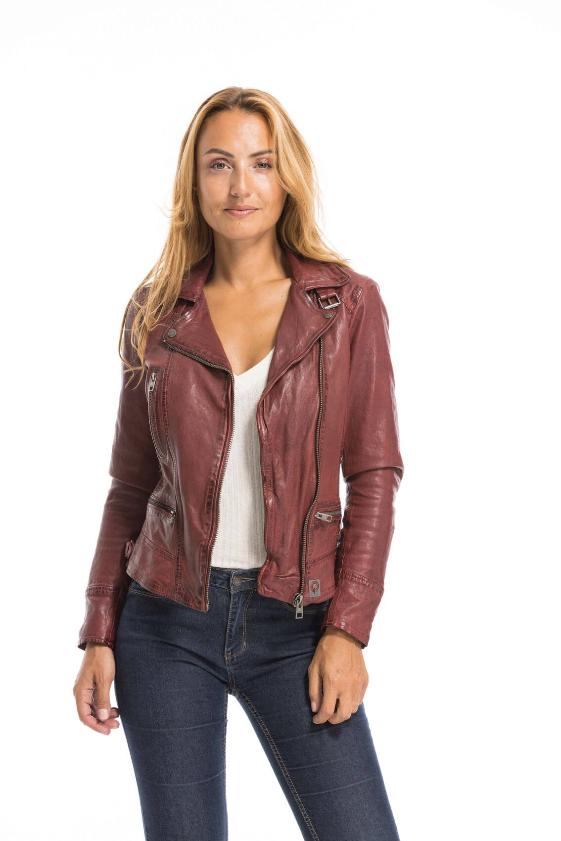 Blouson Cuir Femme Feu Oakwood Style Biker "62065" 7 Blouson Cuir Femme Feu Oakwood Style Biker "62065" – Image 7