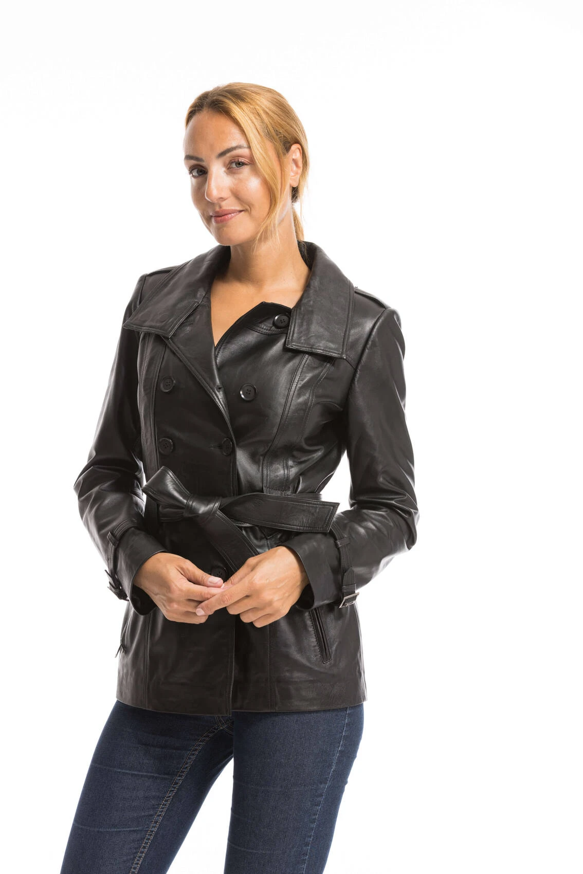 Veste Cuir Femme Noir " 6213 " 2 Veste Cuir Femme Noir " 6213 " – Image 2