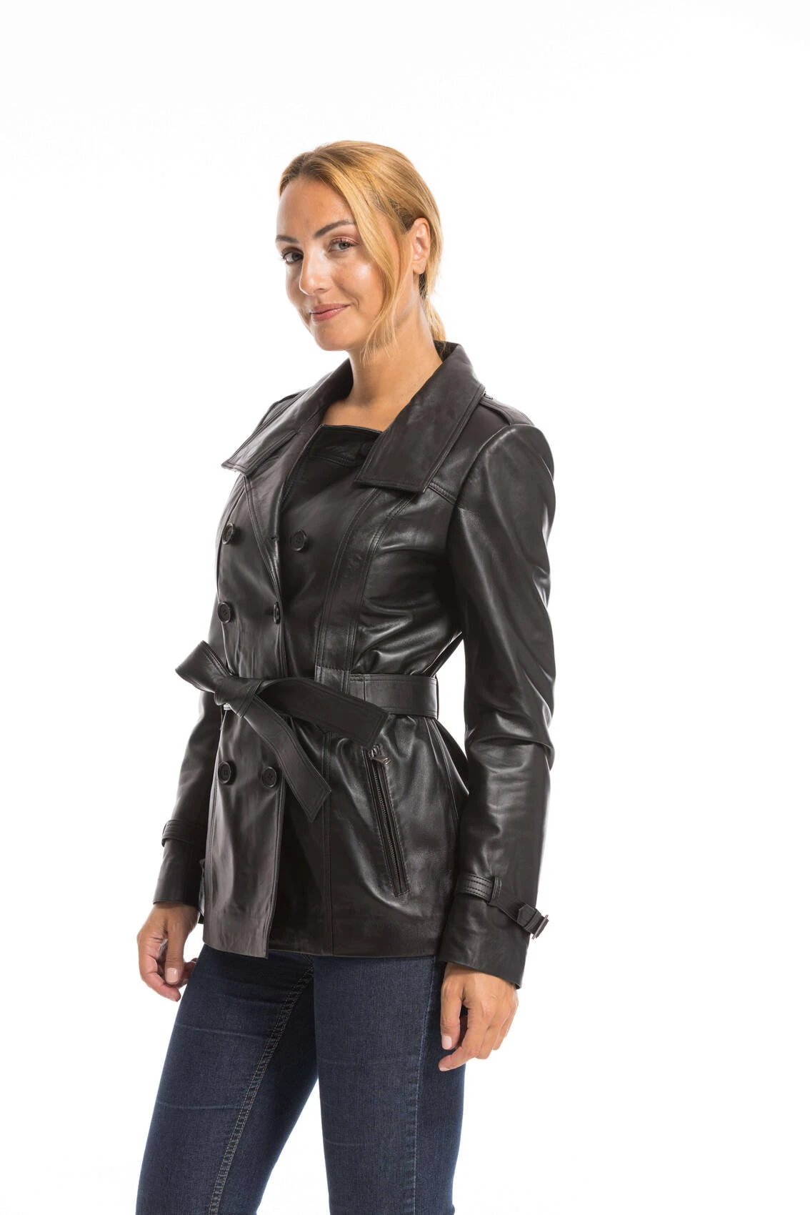 Veste Cuir Femme Noir " 6213 " 7 Veste Cuir Femme Noir " 6213 " – Image 7