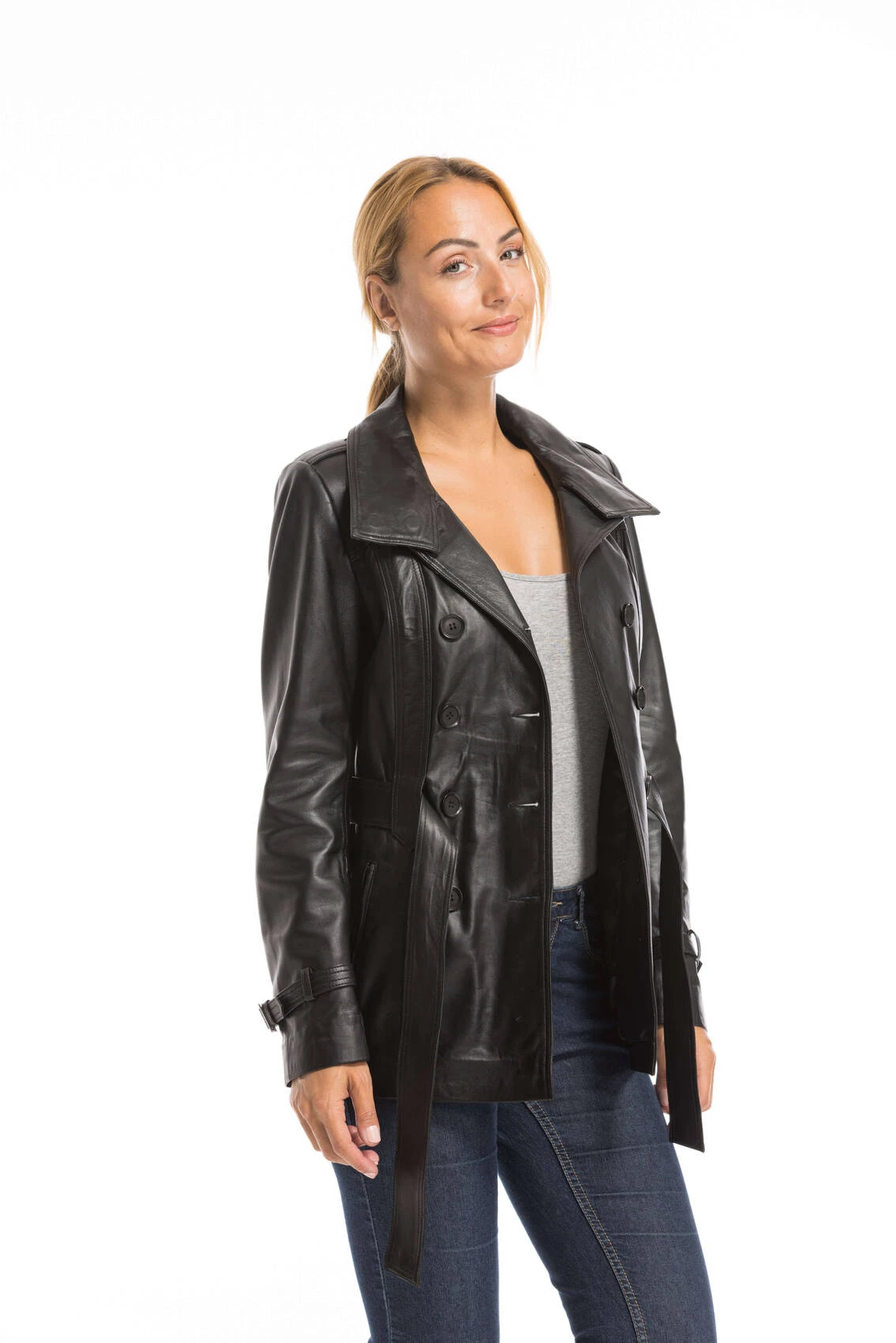 Veste Cuir Femme Noir " 6213 " 4 Veste Cuir Femme Noir " 6213 " – Image 4