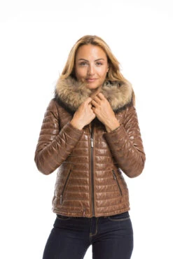 Blouson Cuir Femme Cognac Style Doudoune Oakwood " 62666 " -Maroquinerie cg23femme62666cognac23130 047883500 1624 29092022