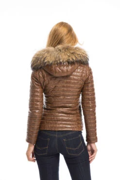 Blouson Cuir Femme Cognac Style Doudoune Oakwood " 62666 " -Maroquinerie cg23femme62666cognac23136 004979200 1624 29092022