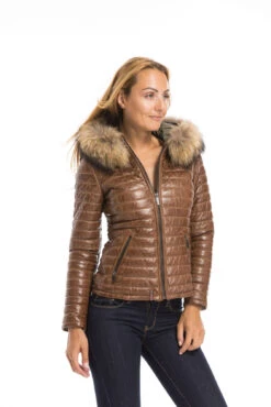 Blouson Cuir Femme Cognac Style Doudoune Oakwood " 62666 " -Maroquinerie cg23femme62666cognac23137 082743800 1625 29092022