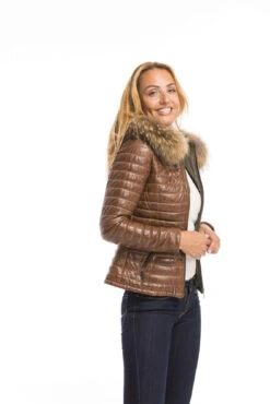 Blouson Cuir Femme Cognac Style Doudoune Oakwood " 62666 " -Maroquinerie cg23femme62666cognac23146 061505000 1625 29092022