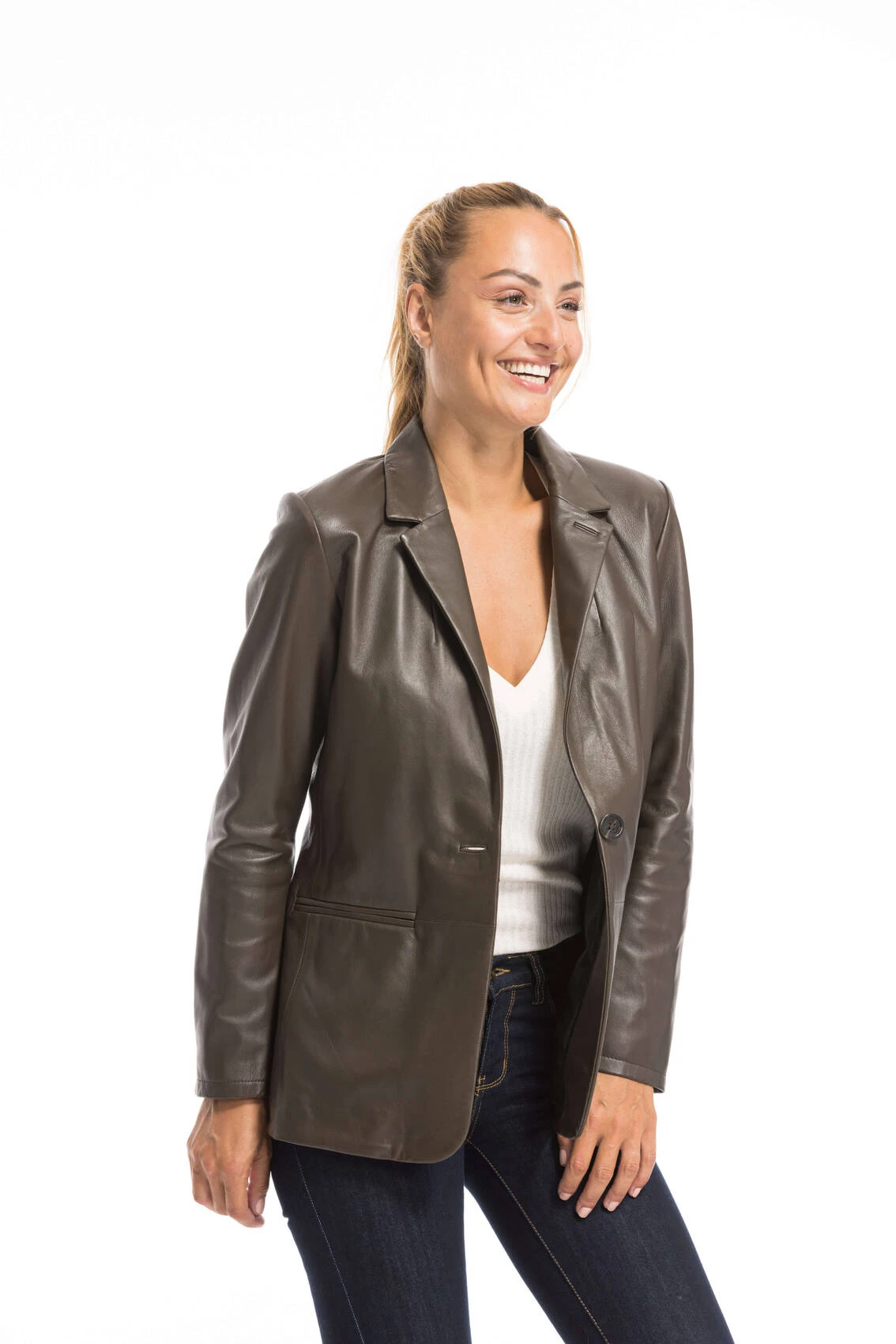 Oakwood Blazer Cuir Femme Marron " 63964 " 5 Oakwood Blazer Cuir Femme Marron " 63964 " – Image 5