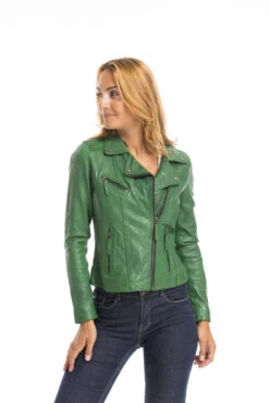 Blouson Cuir Femme Vert Oakwood " 64095 "