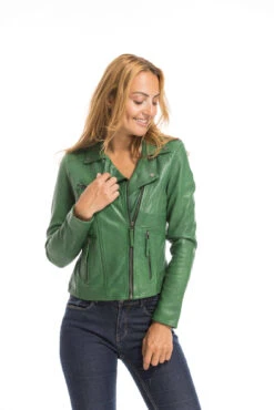 Blouson Cuir Femme Vert Oakwood " 64095 " -Maroquinerie cg23femme64095vert23420 047762100 1636 29092022