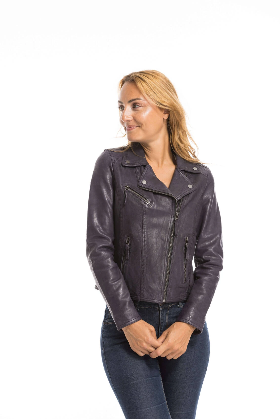 Blouson Cuir Femme Violet Oakwood " 64095 " 4 Blouson Cuir Femme Violet Oakwood " 64095 " – Image 4