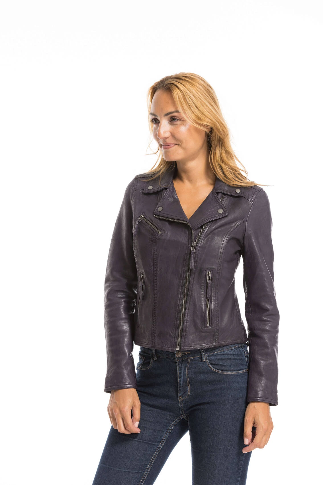 Blouson Cuir Femme Violet Oakwood " 64095 " 16 Blouson Cuir Femme Violet Oakwood " 64095 " – Image 16