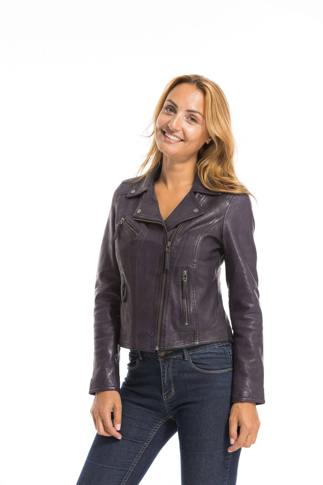 Blouson Cuir Femme Violet Oakwood " 64095 " 10 Blouson Cuir Femme Violet Oakwood " 64095 " – Image 10