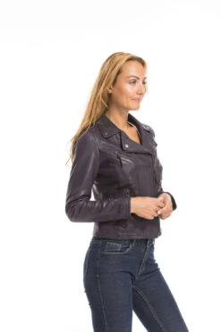 Blouson Cuir Femme Violet Oakwood " 64095 "