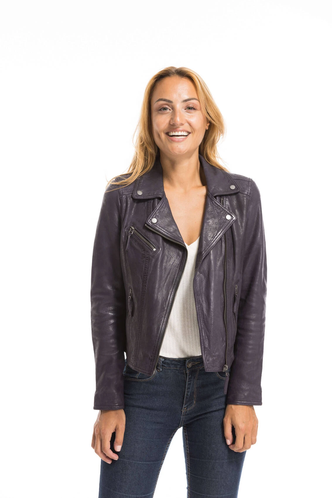 Blouson Cuir Femme Violet Oakwood " 64095 " 15 Blouson Cuir Femme Violet Oakwood " 64095 " – Image 15
