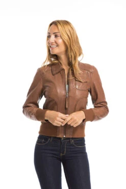 Oakwood Blouson Cuir Femme Whisky " 64219 " -Maroquinerie cg23femme64219whisky22085 037944300 1639 29092022