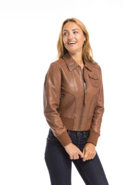Oakwood Blouson Cuir Femme Whisky " 64219 " -Maroquinerie cg23femme64219whisky22100 039857600 1639 29092022