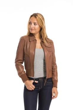 Oakwood Blouson Cuir Femme Whisky " 64219 " -Maroquinerie cg23femme64219whisky22102 042606500 1639 29092022