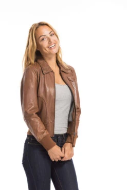 Oakwood Blouson Cuir Femme Whisky " 64219 " -Maroquinerie cg23femme64219whisky22107 012340300 1639 29092022