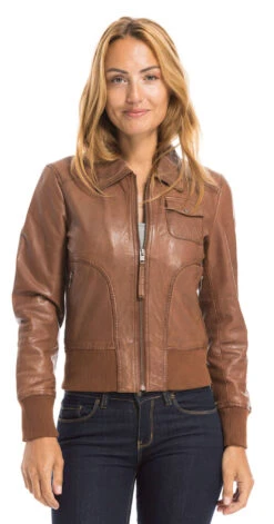 Oakwood Blouson Cuir Femme Whisky " 64219 " -Maroquinerie cg23femme64219whisky22 027184200 1639 29092022