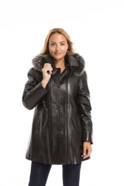 Trois Quart Cuir Femme Noir " CELINA " -Maroquinerie cg23femmecelinanoir22989 066749900 1733 29092022