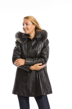 Trois Quart Cuir Femme Noir " CELINA " -Maroquinerie cg23femmecelinanoir22990 024964700 1733 29092022