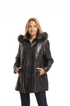 Trois Quart Cuir Femme Noir " CELINA " -Maroquinerie cg23femmecelinanoir22994 081244000 1733 29092022