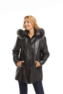 Trois Quart Cuir Femme Noir " CELINA " -Maroquinerie cg23femmecelinanoir22995 017404600 1733 29092022