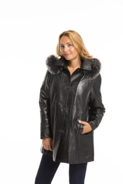 Trois Quart Cuir Femme Noir " CELINA " -Maroquinerie cg23femmecelinanoir22996 085658400 1733 29092022