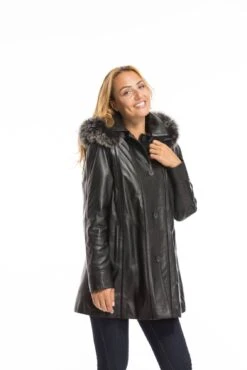 Trois Quart Cuir Femme Noir " CELINA " -Maroquinerie cg23femmecelinanoir23002 050031000 1733 29092022