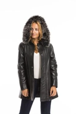 Trois Quart Cuir Femme Noir " CELINA " -Maroquinerie cg23femmecelinanoir23005 048588700 1733 29092022