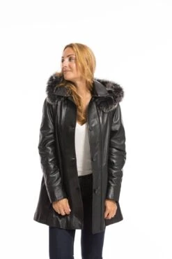 Trois Quart Cuir Femme Noir " CELINA " -Maroquinerie cg23femmecelinanoir23007 059651200 1734 29092022