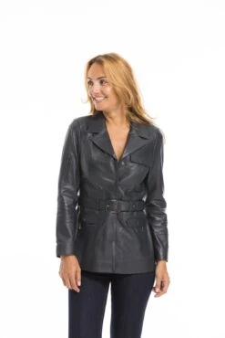 Veste Cuir Femme Demi Longueur Marine " Edelweiss " -Maroquinerie cg23femmeedelweissmarine23091 030070500 1522 03102022