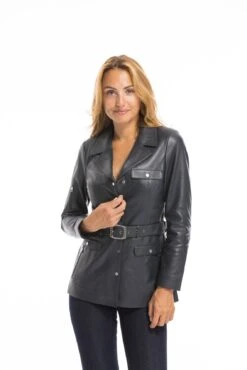 Veste Cuir Femme Demi Longueur Marine " Edelweiss " -Maroquinerie cg23femmeedelweissmarine23092 043179100 1522 03102022
