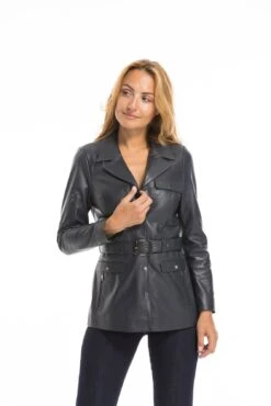 Veste Cuir Femme Demi Longueur Marine " Edelweiss " -Maroquinerie cg23femmeedelweissmarine23093 065692600 1522 03102022