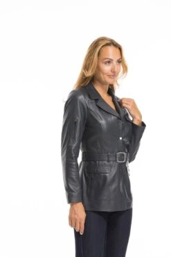 Veste Cuir Femme Demi Longueur Marine " Edelweiss " -Maroquinerie cg23femmeedelweissmarine23102 037870100 1523 03102022