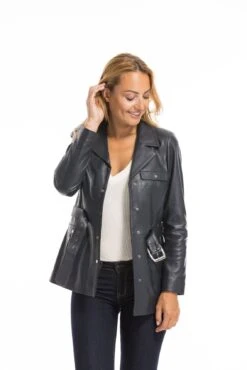 Veste Cuir Femme Demi Longueur Marine " Edelweiss " -Maroquinerie cg23femmeedelweissmarine23105 073856300 1522 03102022