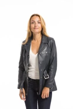 Veste Cuir Femme Demi Longueur Marine " Edelweiss " -Maroquinerie cg23femmeedelweissmarine23106 050134100 1522 03102022