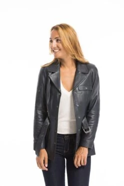 Veste Cuir Femme Demi Longueur Marine " Edelweiss " -Maroquinerie cg23femmeedelweissmarine23107 017079600 1522 03102022